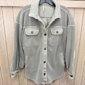 Free People Ruby Jacket Oversized Fleece Jacket in Soft Green, Size XS